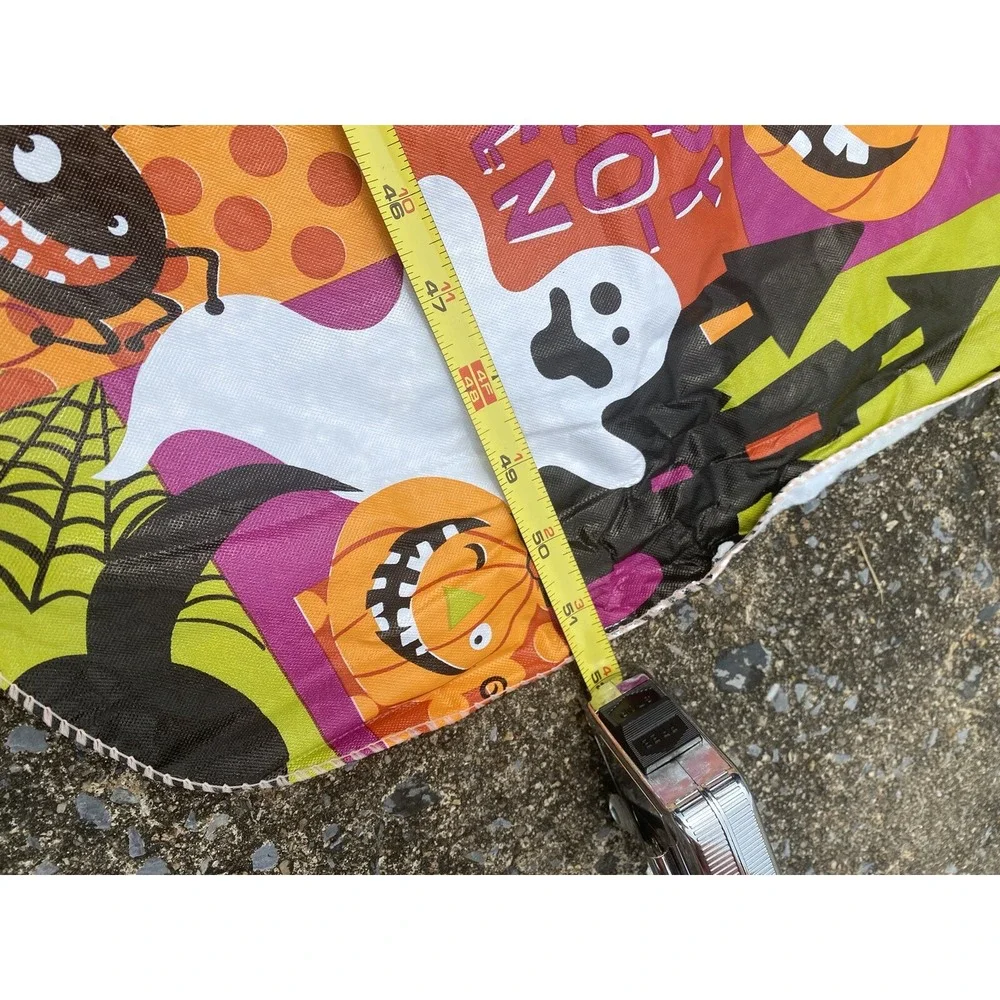 Halloween Vinyl Tablecloth Orange Flannel Back 51.5